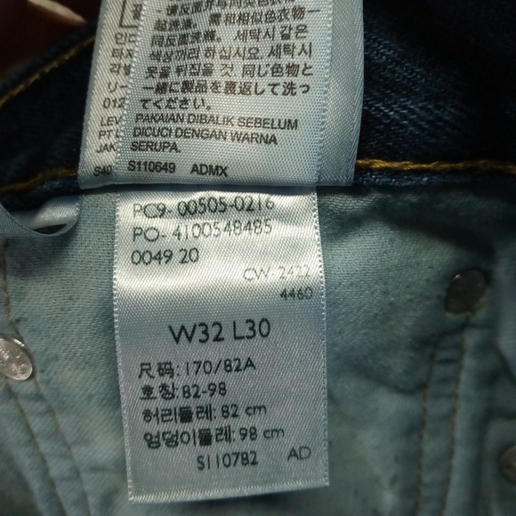 Levi Strauss Co 505 Mens W32 L30 Dark Wash Straight Leg Jeans - Picture 7 of 9